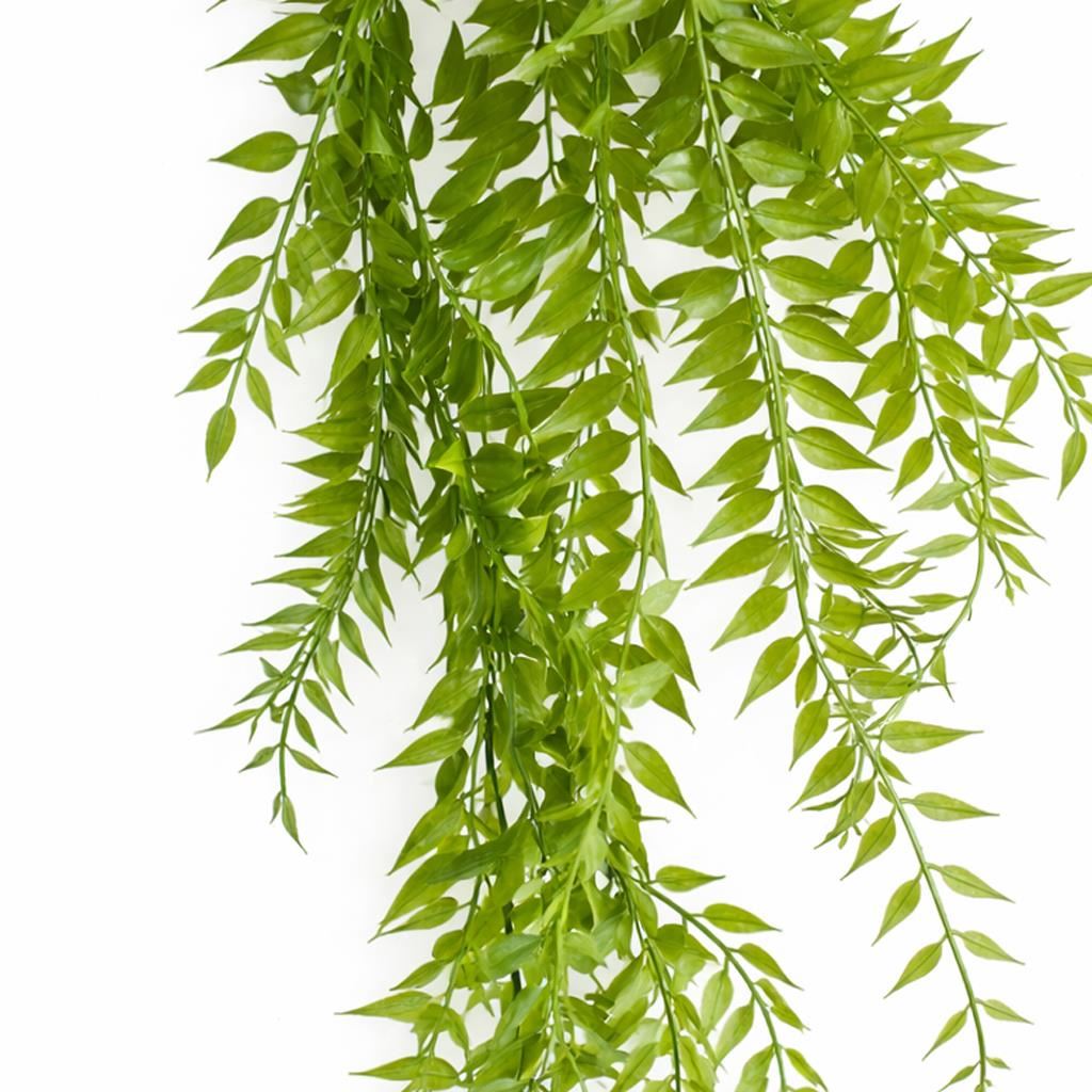 Pack of 6 x 100cm Artificial Trailing Green Leaf Hanging Fern Plant with Wired Top Stems