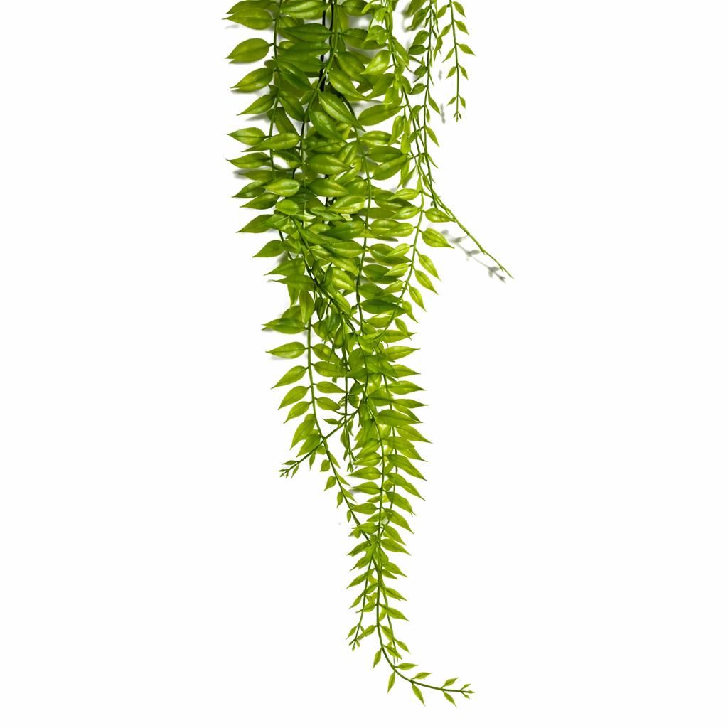 Pack of 6 x 100cm Artificial Trailing Green Leaf Hanging Fern Plant with Wired Top Stems